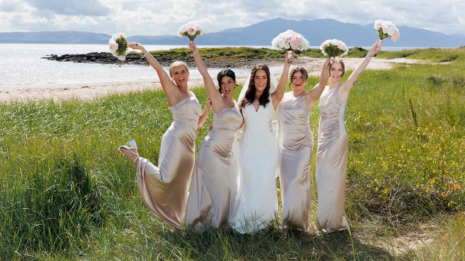Wedding party on the beach at The Waterside Hotel & Spa in Ayrshire